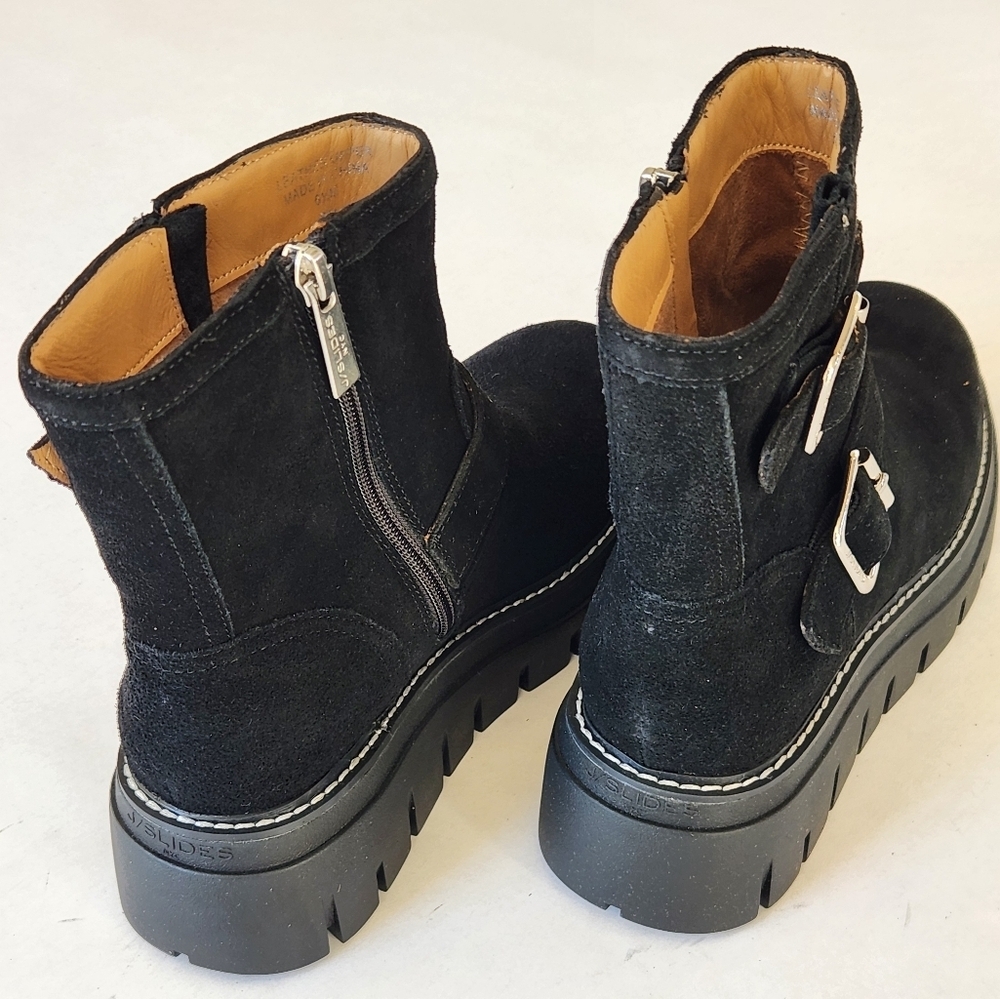 NWT || J/SLIDES || Texas black suede boots, booties, platform, leather, size 6.5 - Picture 5 of 6